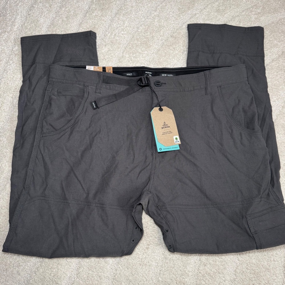NEW Prana Stretch Zion Slim Pant II Mens 40x30 Dark Iron Grey Hiking Tapered
